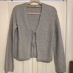 Abercrombie & Fitch Gray Cardigan with Tie Front